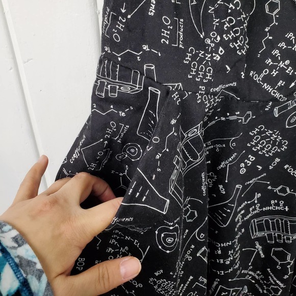 Hot Topic S Black White Science Graphic Print Fit & Flare Punk Tie Back Dress - Picture 3 of 9